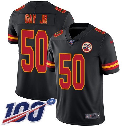 Nike Chiefs #50 Willie Gay Jr. Black Men's Stitched NFL Limited Rush 100th Season Jersey