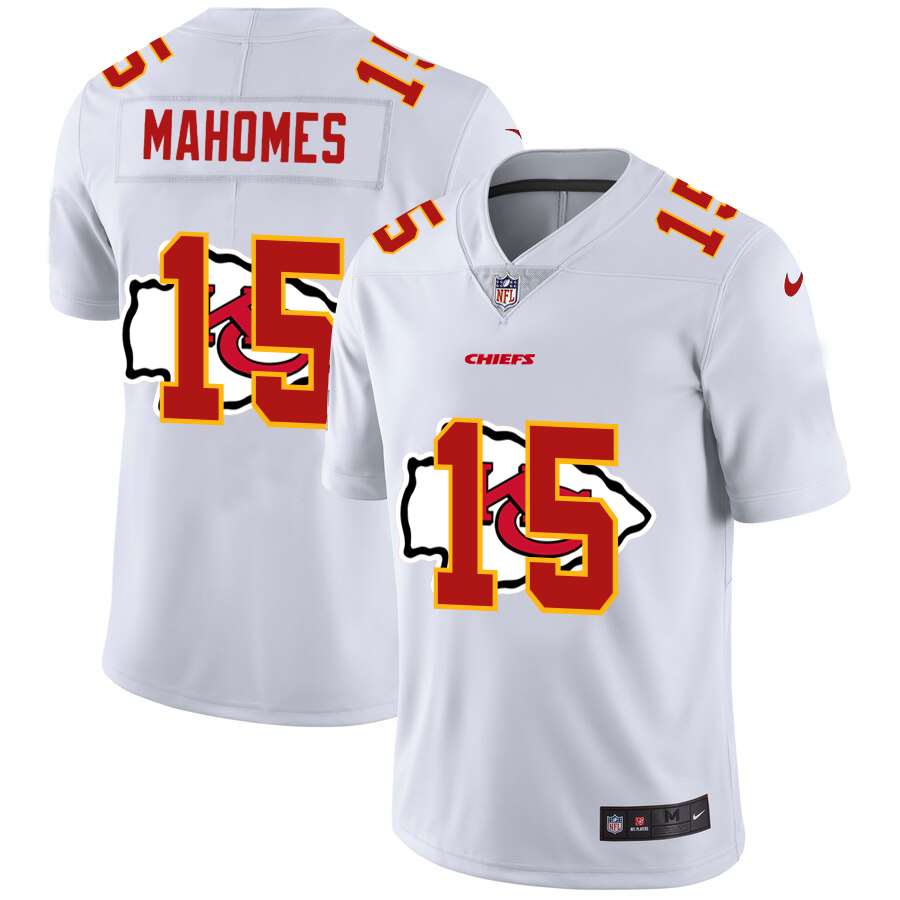 Kansas City Chiefs #15 Patrick Mahomes White Men's Nike Team Logo Dual Overlap Limited NFL Jersey