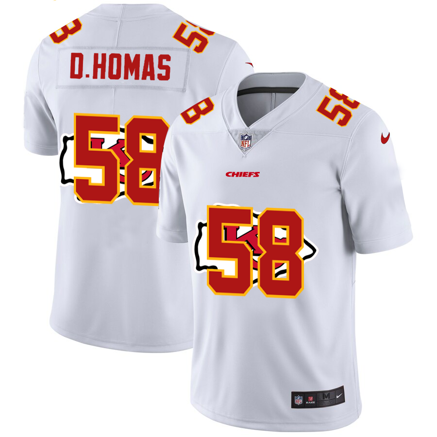 Kansas City Chiefs #58 Derrick Thomas White Men's Nike Team Logo Dual Overlap Limited NFL Jersey
