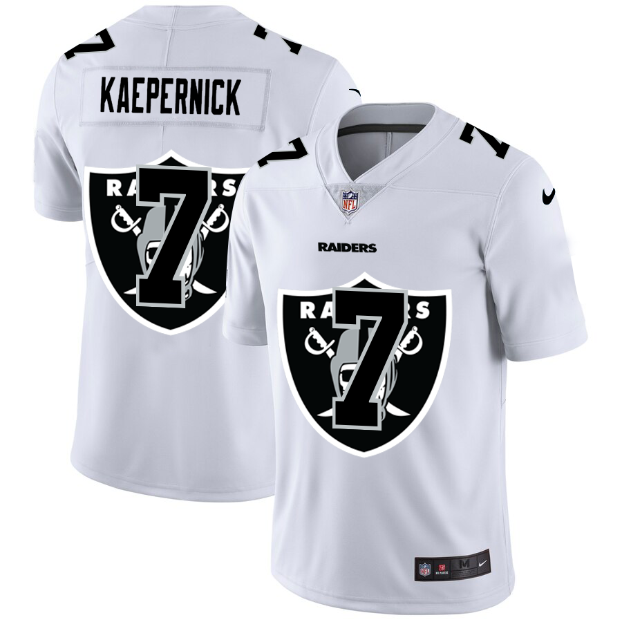 Las Vegas Raiders #7 Colin Kaepernick White Men's Nike Team Logo Dual Overlap Limited NFL Jersey