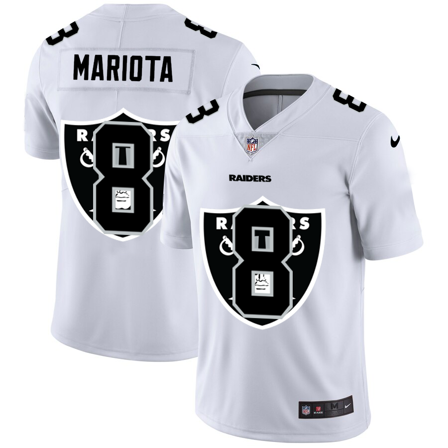 Las Vegas Raiders #8 Marcus Mariota White Men's Nike Team Logo Dual Overlap Limited NFL Jersey