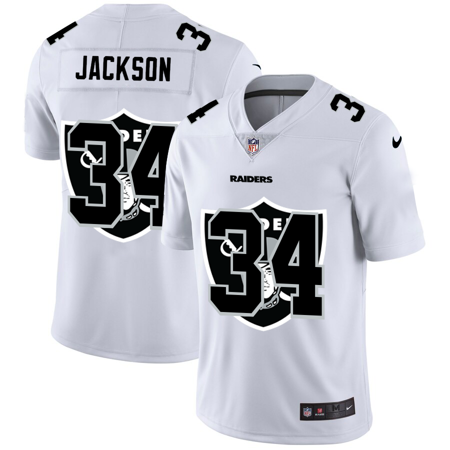 Las Vegas Raiders #34 Bo Jackson White Men's Nike Team Logo Dual Overlap Limited NFL Jersey