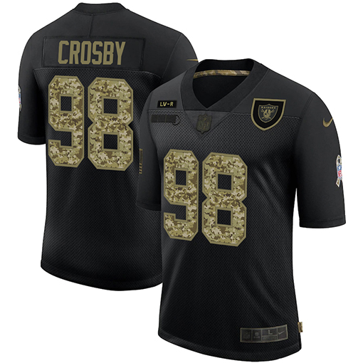 Las Vegas Raiders #98 Maxx Crosby Men's Nike 2020 Salute To Service Camo Limited NFL Jersey Black