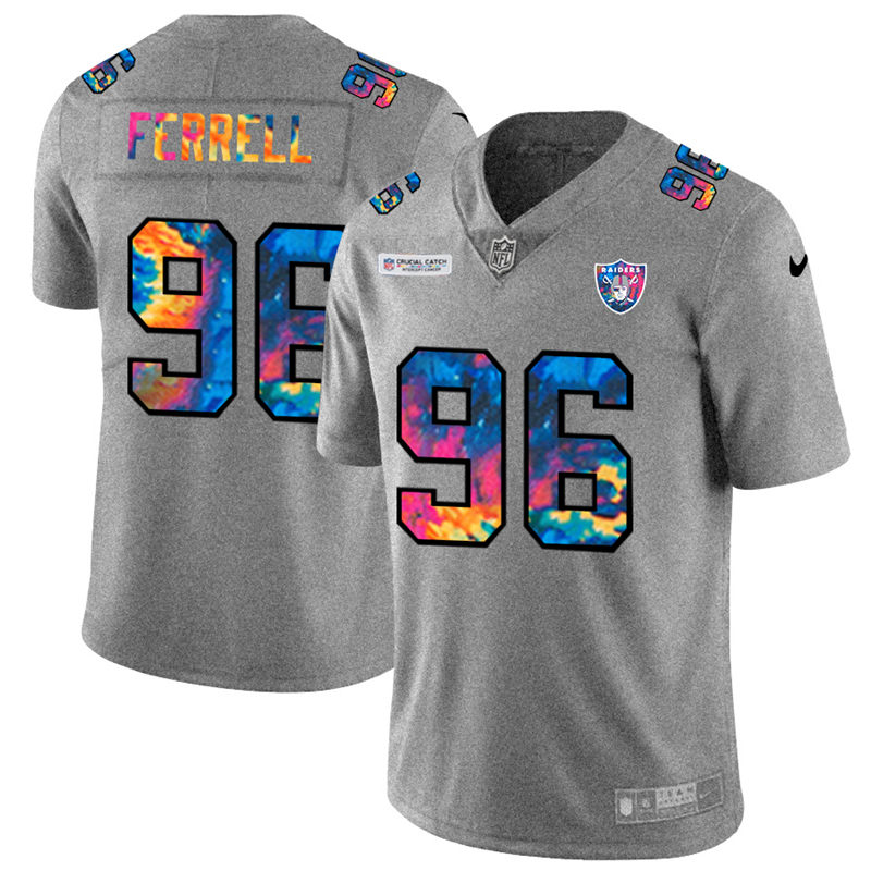 Las Vegas Raiders #96 Clelin Ferrell Men's Nike Multi-Color 2020 NFL Crucial Catch NFL Jersey Greyheather