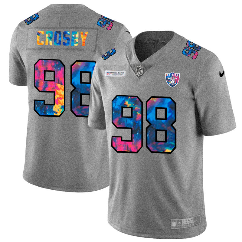 Las Vegas Raiders #98 Maxx Crosby Men's Nike Multi-Color 2020 NFL Crucial Catch NFL Jersey Greyheather