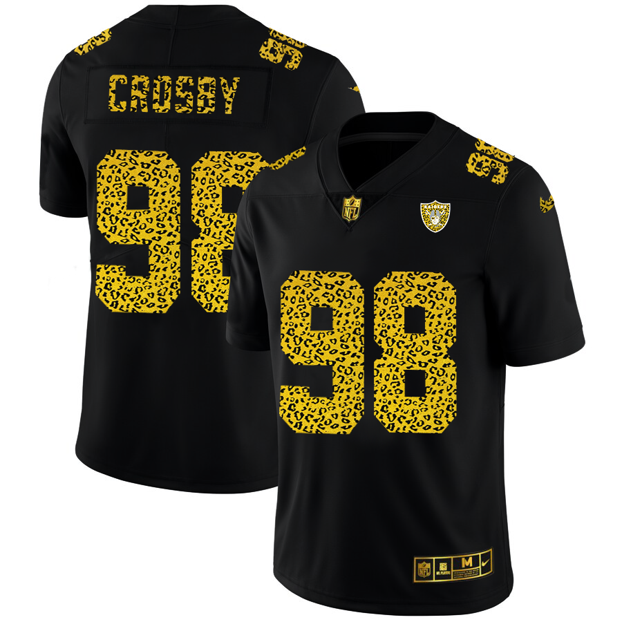 Las Vegas Raiders #98 Maxx Crosby Men's Nike Leopard Print Fashion Vapor Limited NFL Jersey Black