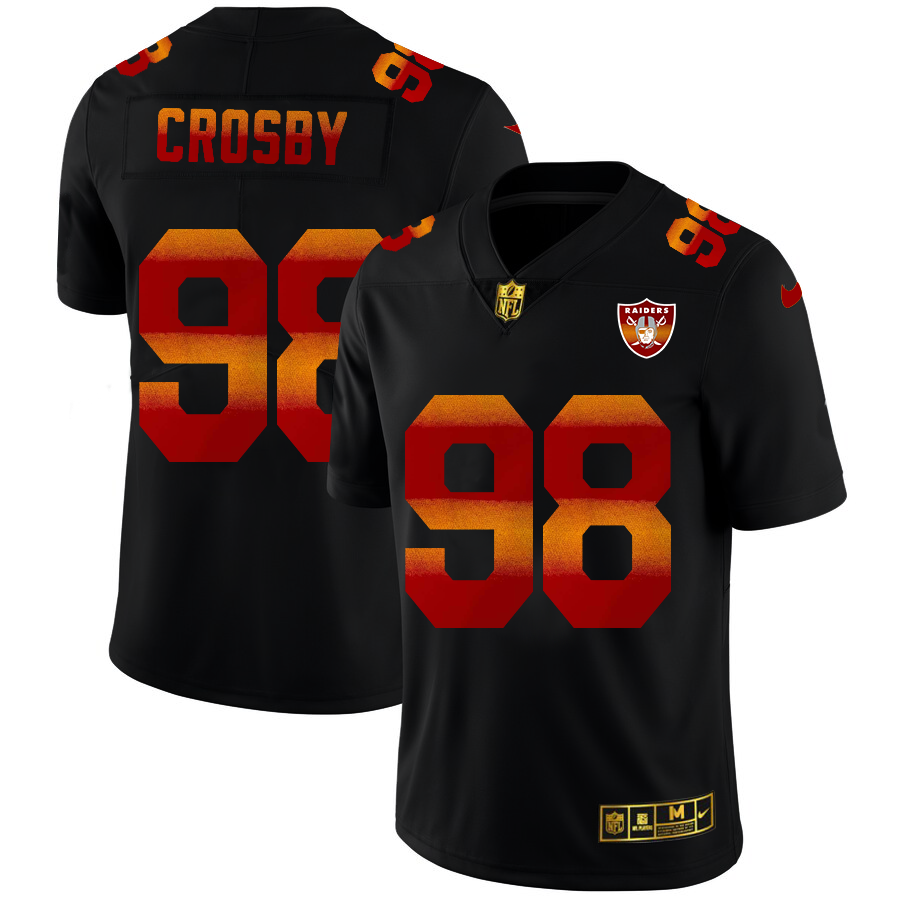 Las Vegas Raiders #98 Maxx Crosby Men's Black Nike Red Orange Stripe Vapor Limited NFL Jersey