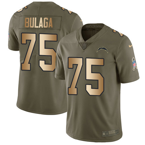 Nike Chargers #75 Bryan Bulaga Olive/Gold Men's Stitched NFL Limited 2017 Salute To Service Jersey