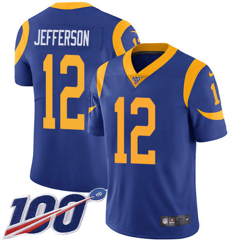 Nike Rams #12 Van Jefferson Royal Blue Alternate Men's Stitched NFL 100th Season Vapor Untouchable Limited Jersey