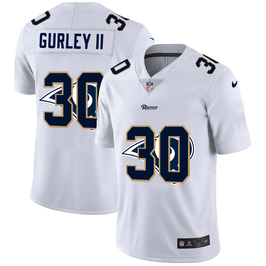 Los Angeles Rams #30 Todd Gurley II White Men's Nike Team Logo Dual Overlap Limited NFL Jersey