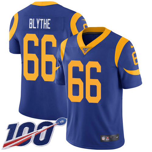 Nike Rams #66 Austin Blythe Royal Blue Alternate Men's Stitched NFL 100th Season Vapor Untouchable Limited Jersey