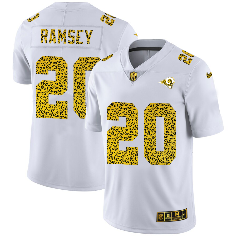 Los Angeles Rams #20 Jalen Ramsey Men's Nike Flocked Leopard Print Vapor Limited NFL Jersey White