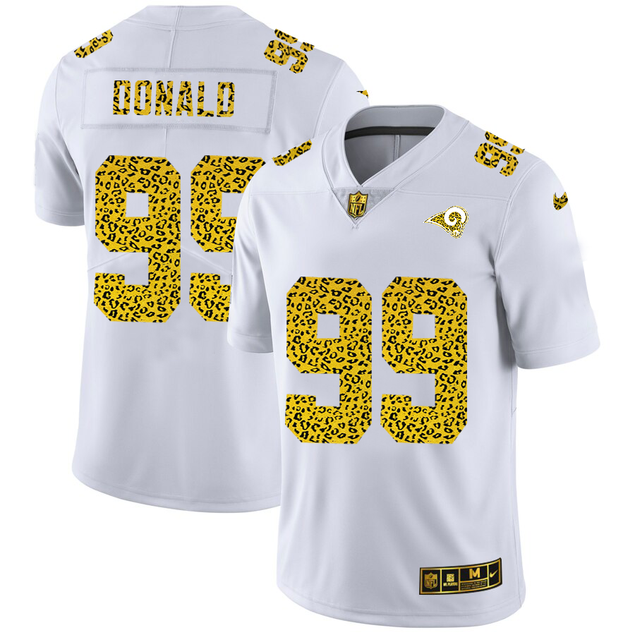Los Angeles Rams #99 Aaron Donald Men's Nike Flocked Leopard Print Vapor Limited NFL Jersey White