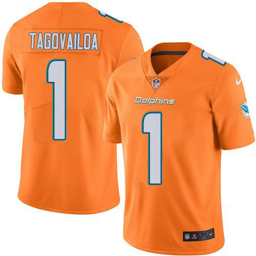Nike Dolphins #1 Tua Tagovailoa Orange Men's Stitched NFL Limited Rush Jersey