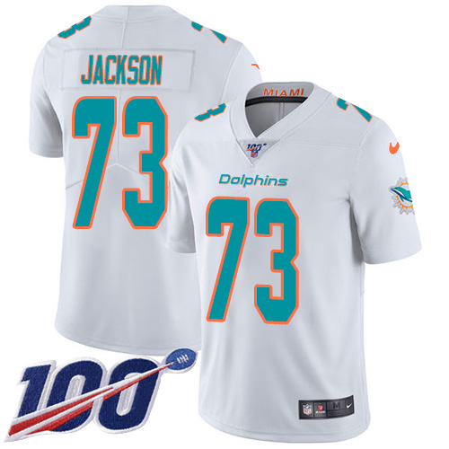 Nike Dolphins #73 Austin Jackson White Men's Stitched NFL 100th Season Vapor Untouchable Limited Jersey