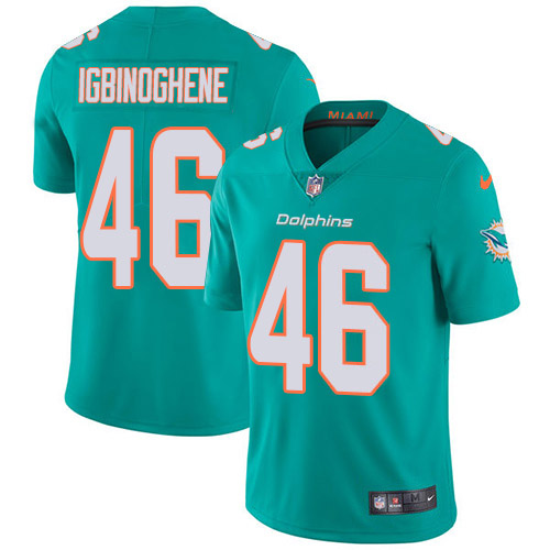 Nike Dolphins #46 Noah Igbinoghene Aqua Green Team Color Men's Stitched NFL Vapor Untouchable Limited Jersey