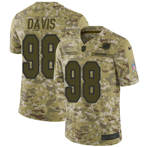 Nike Dolphins #98 Raekwon Davis Camo Men's Stitched NFL Limited 2018 Salute To Service Jersey