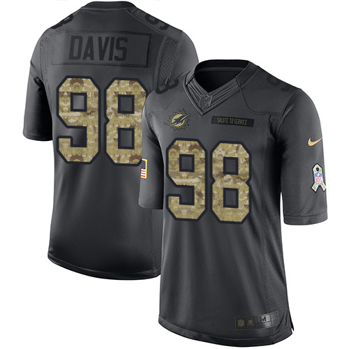 Nike Dolphins #98 Raekwon Davis Black Men's Stitched NFL Limited 2016 Salute to Service Jersey