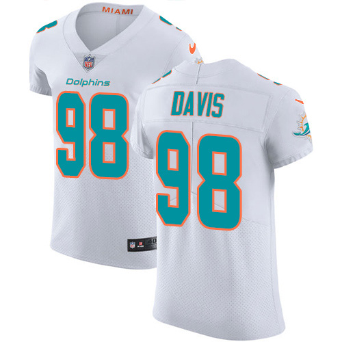 Nike Dolphins #98 Raekwon Davis White Men's Stitched NFL New Elite Jersey
