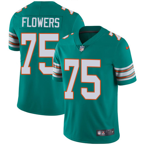 Nike Dolphins #75 Ereck Flowers Aqua Green Alternate Men's Stitched NFL Vapor Untouchable Limited Jersey
