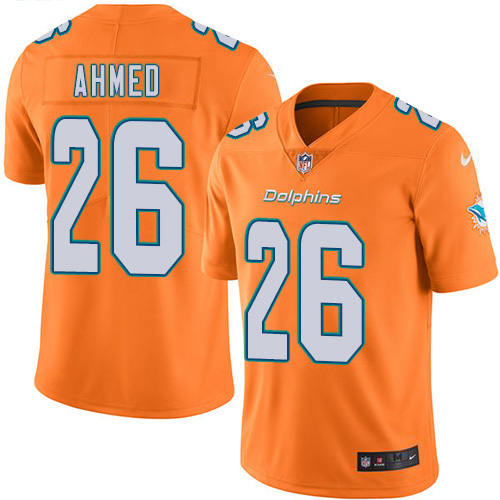 Nike Dolphins #26 Salvon Ahmed Orange Men's Stitched NFL Limited Rush Jersey