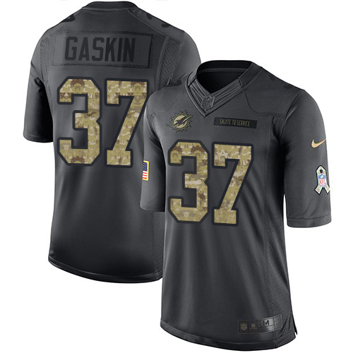Nike Dolphins #37 Myles Gaskin Black Men's Stitched NFL Limited 2016 Salute to Service Jersey