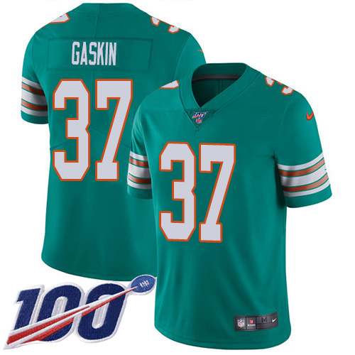 Nike Dolphins #37 Myles Gaskin Aqua Green Alternate Men's Stitched NFL 100th Season Vapor Untouchable Limited Jersey