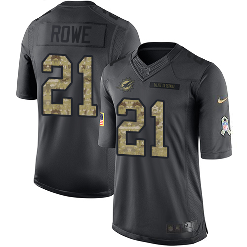 Nike Dolphins #21 Eric Rowe Black Men's Stitched NFL Limited 2016 Salute to Service Jersey