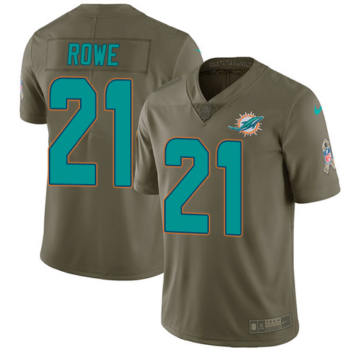 Nike Dolphins #21 Eric Rowe Olive Men's Stitched NFL Limited 2017 Salute To Service Jersey