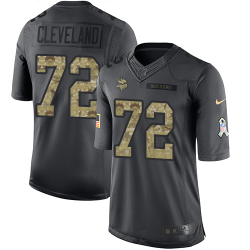 Nike Vikings #72 Ezra Cleveland Black Men's Stitched NFL Limited 2016 Salute to Service Jersey