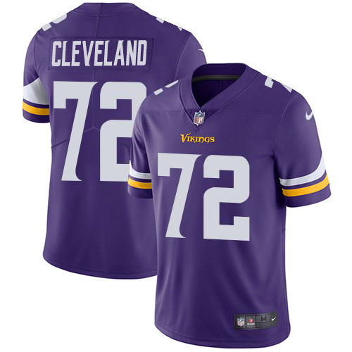 Nike Vikings #72 Ezra Cleveland Purple Team Color Men's Stitched NFL Vapor Untouchable Limited Jersey