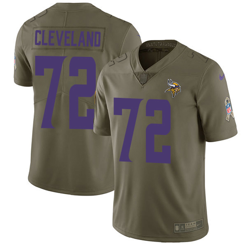 Nike Vikings #72 Ezra Cleveland Olive Men's Stitched NFL Limited 2017 Salute To Service Jersey