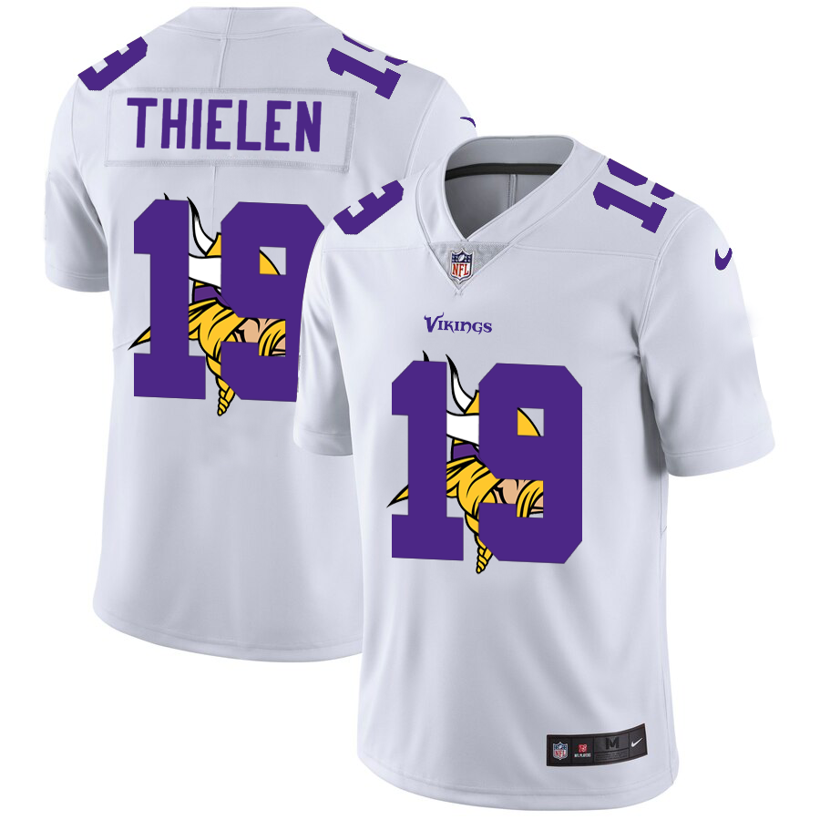 Minnesota Vikings #19 Adam Thielen White Men's Nike Team Logo Dual Overlap Limited NFL Jersey