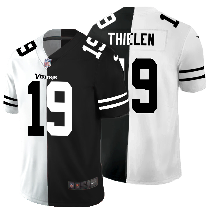 Minnesota Vikings #19 Adam Thielen Men's Black V White Peace Split Nike Vapor Untouchable Limited NFL Jersey