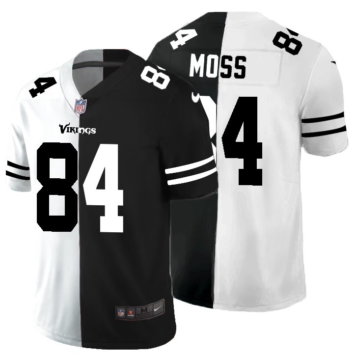 Minnesota Vikings #84 Randy Moss Men's Black V White Peace Split Nike Vapor Untouchable Limited NFL Jersey