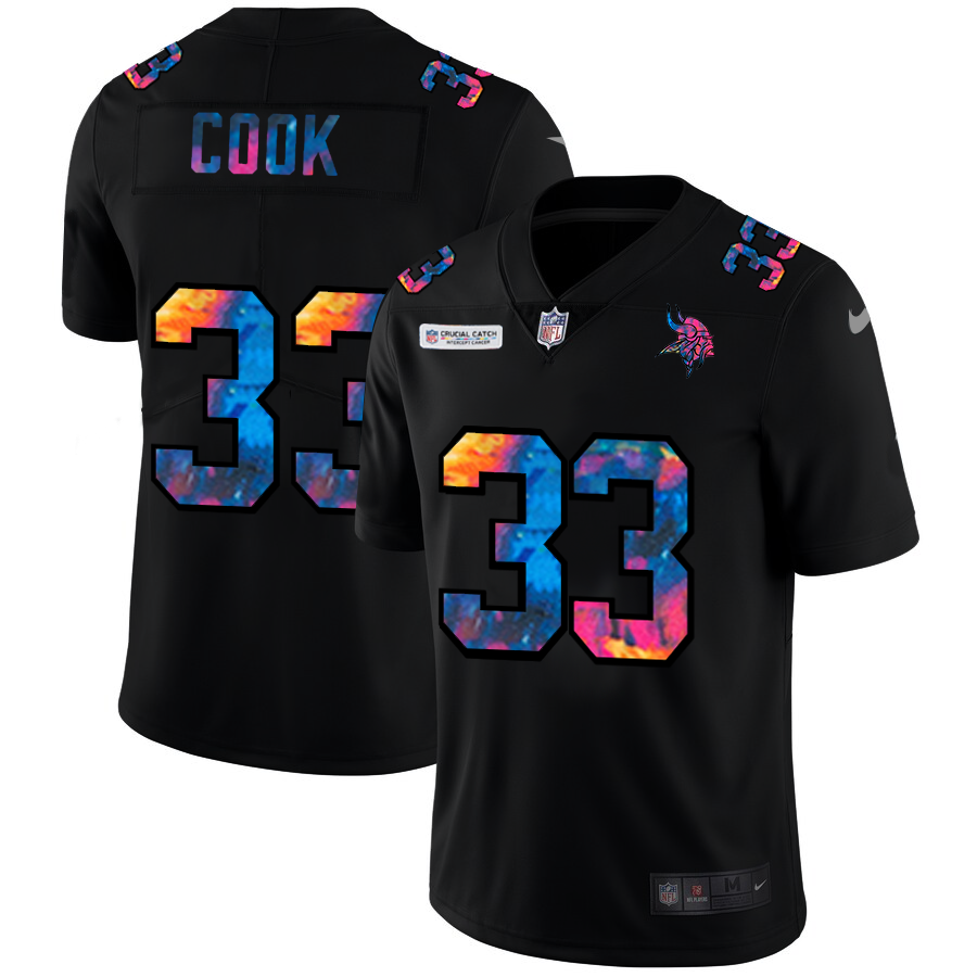 Minnesota Vikings #33 Dalvin Cook Men's Nike Multi-Color Black 2020 NFL Crucial Catch Vapor Untouchable Limited Jersey