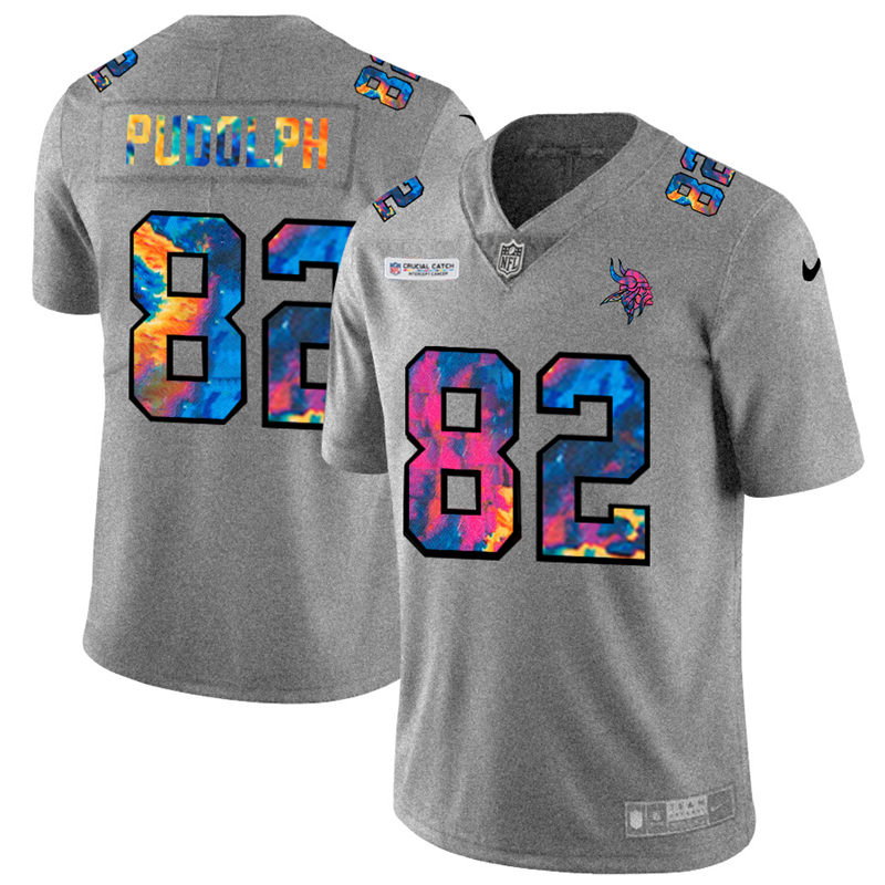 Minnesota Vikings #82 Kyle Rudolph Men's Nike Multi-Color 2020 NFL Crucial Catch NFL Jersey Greyheather