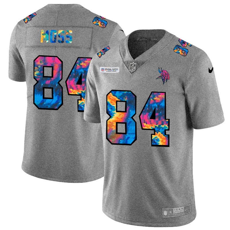 Minnesota Vikings #84 Randy Moss Men's Nike Multi-Color 2020 NFL Crucial Catch NFL Jersey Greyheather