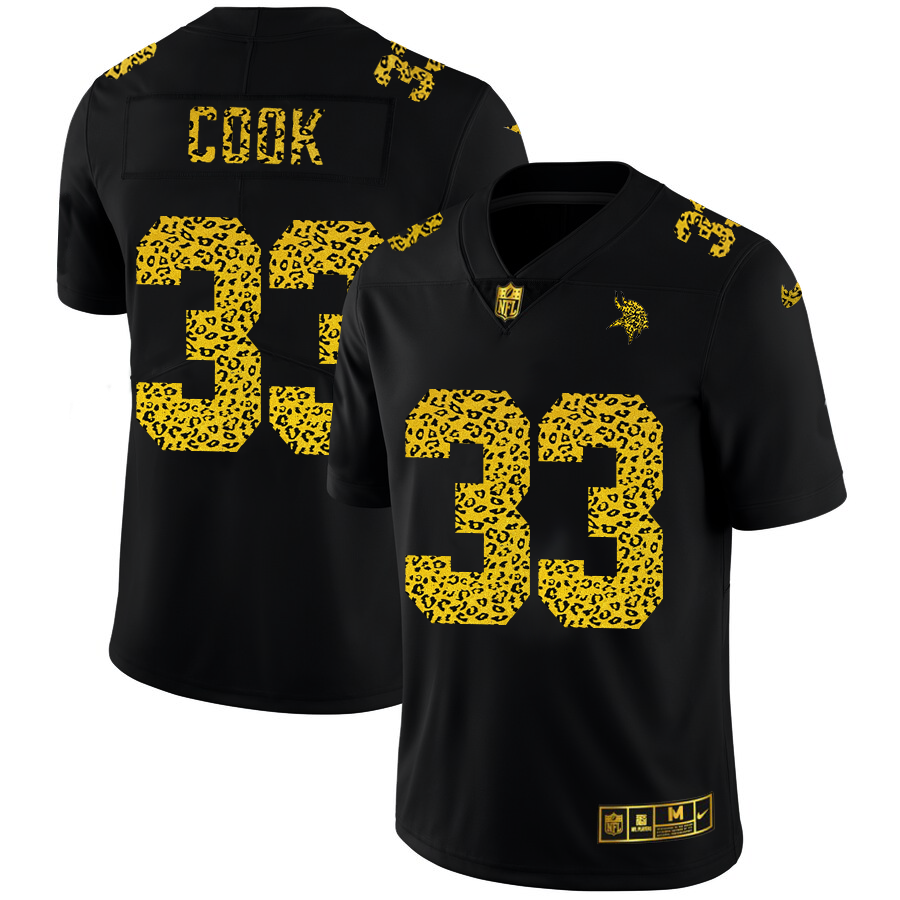 Minnesota Vikings #33 Dalvin Cook Men's Nike Leopard Print Fashion Vapor Limited NFL Jersey Black