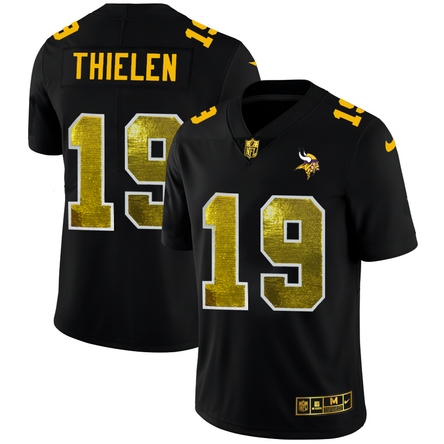 Minnesota Vikings #19 Adam Thielen Men's Black Nike Golden Sequin Vapor Limited NFL Jersey