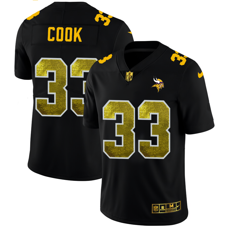 Minnesota Vikings #33 Dalvin Cook Men's Black Nike Golden Sequin Vapor Limited NFL Jersey