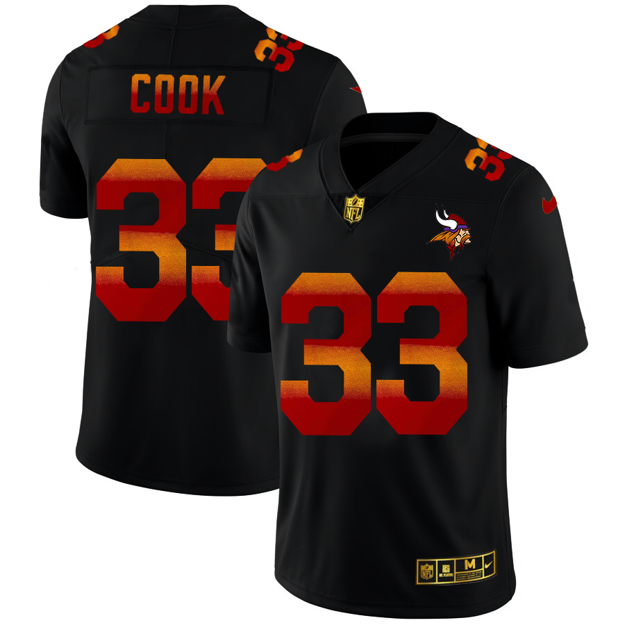 Minnesota Vikings #33 Dalvin Cook Men's Black Nike Red Orange Stripe Vapor Limited NFL Jersey
