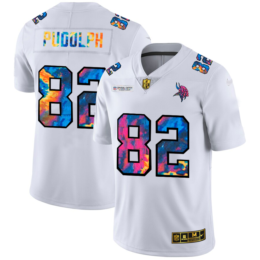 Minnesota Vikings #82 Kyle Rudolph Men's White Nike Multi-Color 2020 NFL Crucial Catch Limited NFL Jersey