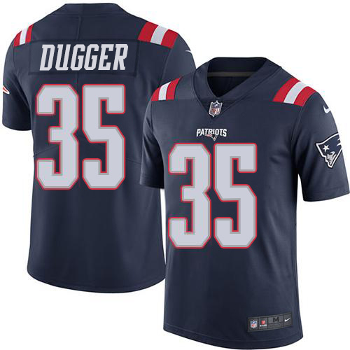 Nike Patriots #35 Kyle Dugger Navy Blue Men's Stitched NFL Limited Rush Jersey