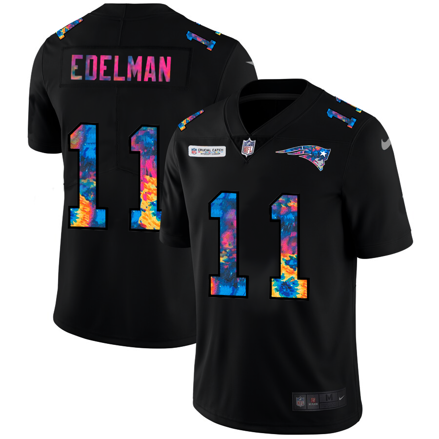 New England Patriots #11 Julian Edelman Men's Nike Multi-Color Black 2020 NFL Crucial Catch Vapor Untouchable Limited Jersey