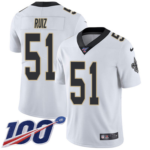 Nike Saints #51 Cesar Ruiz White Men's Stitched NFL 100th Season Vapor Untouchable Limited Jersey