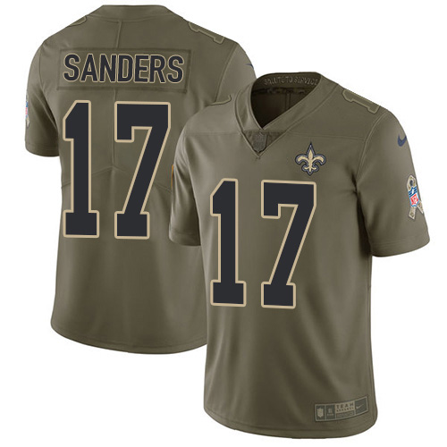Nike Saints #17 Emmanuel Sanders Olive Men's Stitched NFL Limited 2017 Salute To Service Jersey