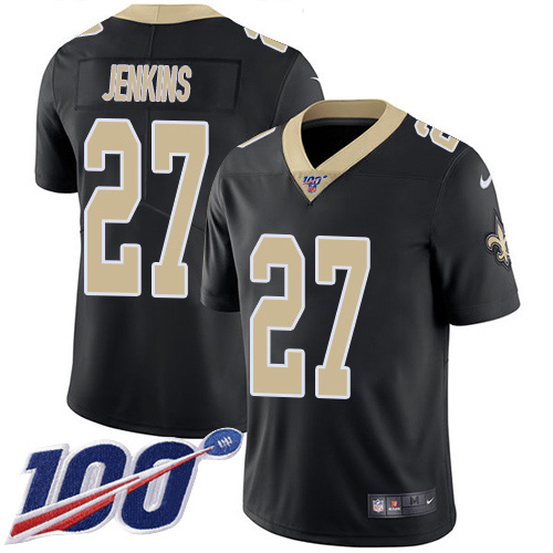 Nike Saints #27 Malcolm Jenkins Black Team Color Men's Stitched NFL 100th Season Vapor Untouchable Limited Jersey