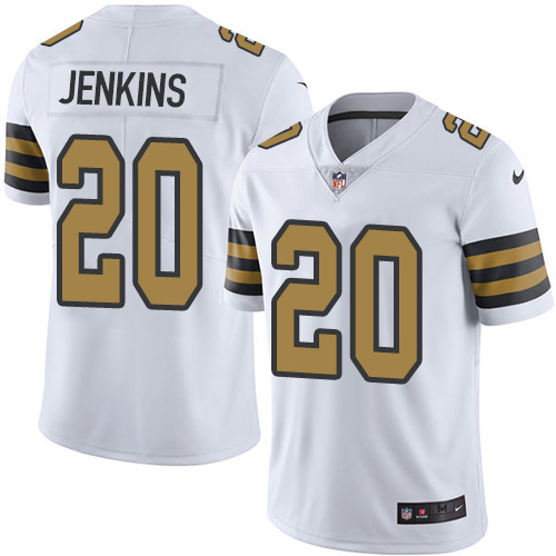 Nike Saints #20 Janoris Jenkins White Men's Stitched NFL Limited Rush Jersey
