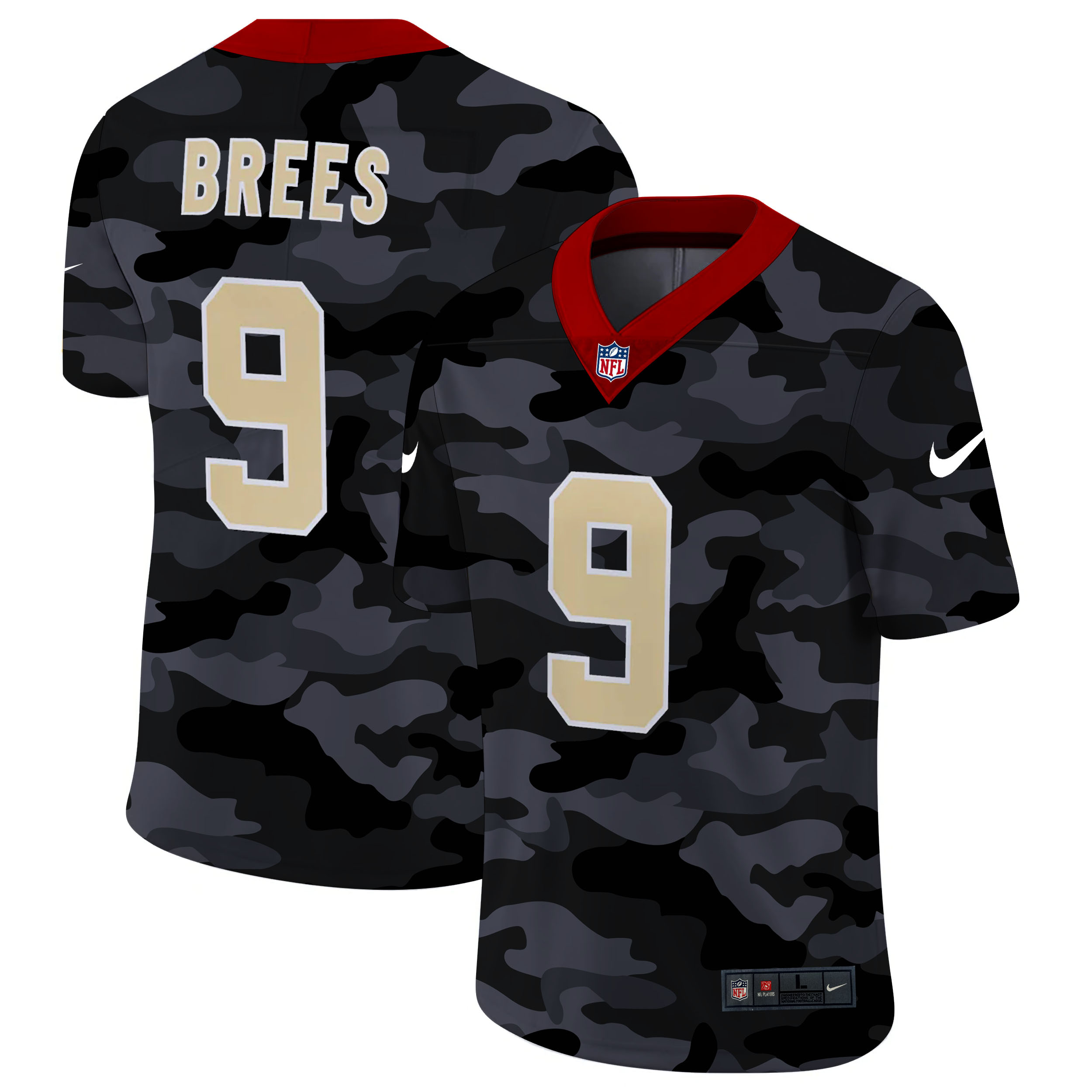 New Orleans Saints #9 Drew Brees Men's Nike 2020 Black CAMO Vapor Untouchable Limited Stitched NFL Jersey